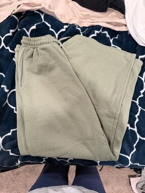 Cozy Sage Green Drawstring Sweatpants